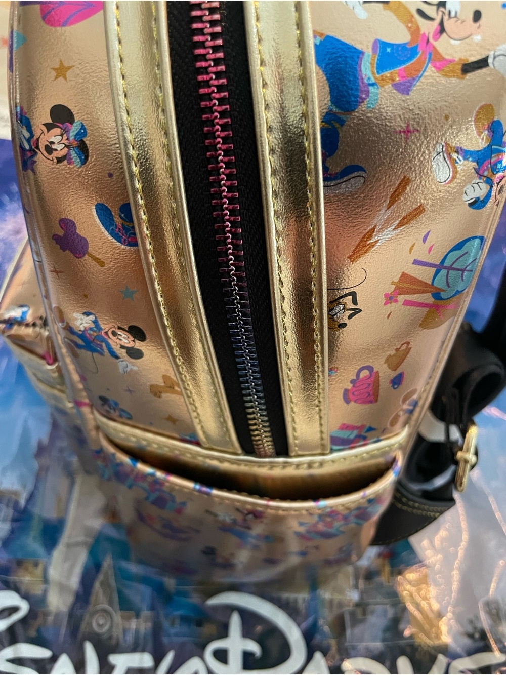 Loungefly Disney Parks Rose Gold 70th Anniversary Mickey & Friends Mini Backpack - Picture 3 of 7
